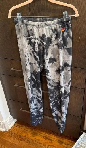 Aviator Nation black and white tie-dye joggers women's Small thumbnail 1