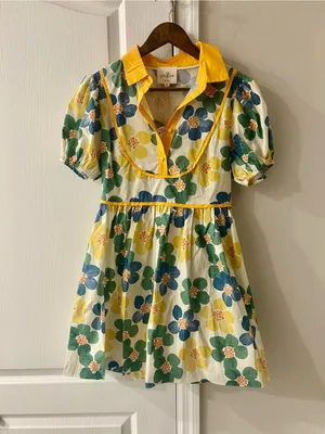Umgee Yellow Floral Puff-Sleeve Dress thumbnail 2