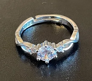 S925 Adjustable Zircon silver ring thumbnail 1