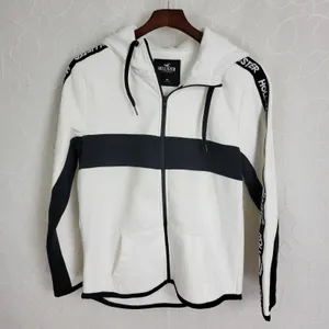 Hollister Full Zip‎ Hoodie Womens X-Small Black White Spell Out Sleeves Sporty thumbnail 10