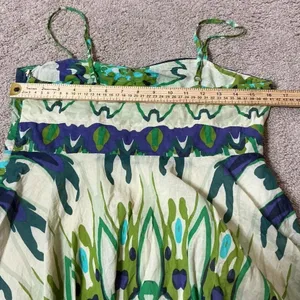 Aryeh Green‎ Blue Babydoll Kaleidoscope Print Cotton Mini Dress Straps Large thumbnail 7