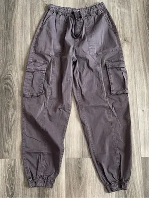 Garage Grey Cargo Drawstring Jogger Pants Size Small Indie Casual Utility thumbnail 3