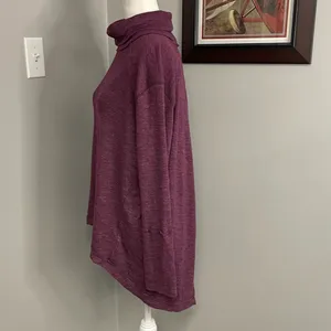 We The Free Tunic Top Cowl Neck Long Sleeve High Low Hem‎ Purple Large thumbnail 2