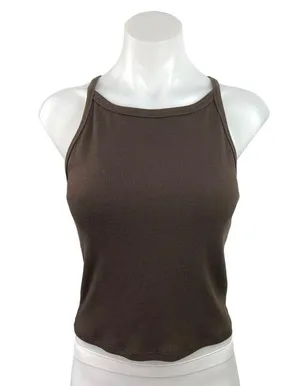Outdoor Voices SuperForm Brown Ribbed Sleeveless Cami Camisole Crop Tank Top M thumbnail 4