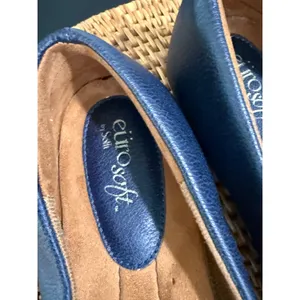 Eurosoft by Sofft Shaina Navy Blue Ballet Flats Snakeskin Detail Size 9.5 M thumbnail 5