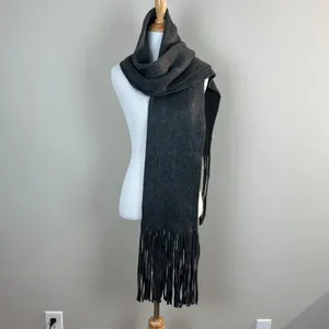 Lucky Brand Heather Dark Grey Brushed Knit‎ Fringe Long Scarf Soft Wrap New NWT thumbnail 12