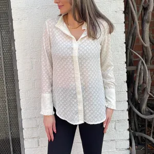 White Banana Republic Dillon classic fit blouse with ruffle collar sz xs thumbnail 2