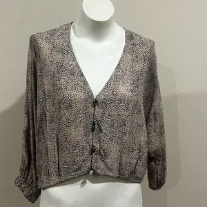 Zara animal print v neck blouse thumbnail 2