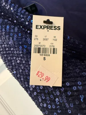 Express Navy Sequin V-Neck Spaghetti Strap Tank thumbnail 5