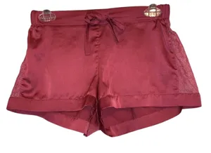 Sam Edelman Satin Lace‎ Lounge Sleep Shorts Burgundy Women’s Medium thumbnail 1