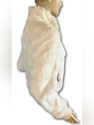 Vintage 1990'S Wilsons Leather Maxima White Rabbit Fur Bomber Jacket (M) thumbnail 3