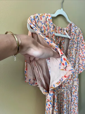 Free People Blush Pink Floral Print Romper with Blue & Red Accents thumbnail 16