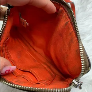 COACH Brown and Orange Coated Canvas Wristlet thumbnail 6