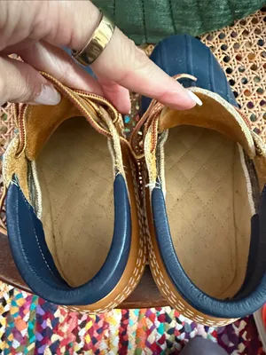 Vintage 80s LL Bean Maine Hunting Shoes Womens 7M Navy Tan Duck Bean Boots USA thumbnail 7
