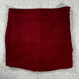 Mud Pie Faux Suede Mini Skirt Size X-Small Burgundy Stitched thumbnail 1