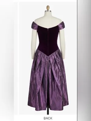 Vintage Jessica McClintock Homecoming Dress Off Shoulder Velvet Taffeta 8 thumbnail 5