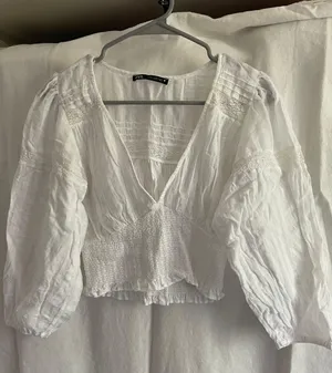 ZARA Top White Crop Small thumbnail 2