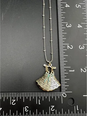 Betsey Johnson Necklace with Dress Pendant and Pearl thumbnail 3