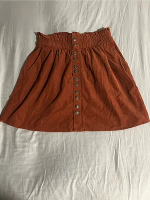 Madewell Button-Front Corduroy Burnt Orange Skirt Size S thumbnail 2