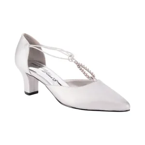 NWT Easy Street Womens Moonlight Dress Block Heel Pump Silver Satin Gray 9W thumbnail 2