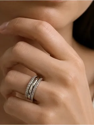 Vintage Style CZ Stack Ring Set 3-Piece Silver Plated Rings US Size 5 thumbnail 1