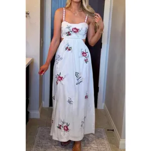 ABERCROMBIE & FITCH Bra-Free Embroidered White Maxi Dress Size XS NEW thumbnail 5