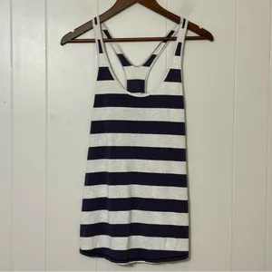 Lululemon Om Racerback Tank Blue White Striped Yoga Top No Size Tag thumbnail 2