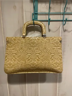 Cute classic vintage 80s faux snake boxy patchwork satchel handbag old money thumbnail 3