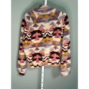 AERO Southwestern Aztec Sherpa 1/4 Zip Fleece Pullover XL‎ Kangaroo Boho Rustic thumbnail 6