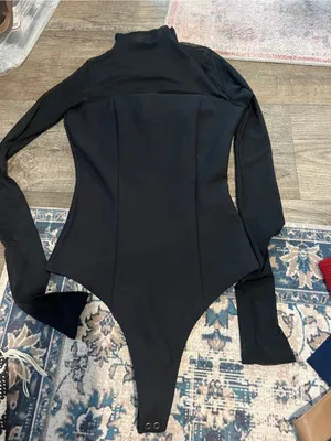 Abercrombie Black Long-Sleeve Sheer-Panel Bodysuit - Women Intimates thumbnail 3