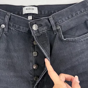 AGOLDE High Rise Straight‎ Leg Jeans Faded Black Raw Hem Size 30 Button Fly thumbnail 8