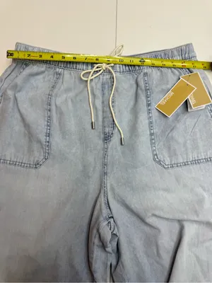 Michael Kors Light Blue Wide-Leg Drawstring Jeans size L thumbnail 7