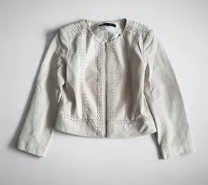 WHITE HOUSE BLACK MARKET Off White Leather Jacket Size XXS thumbnail 1