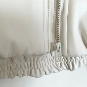 Alo Yoga Faux Leather Power Hour Full Zip Cropped Jacket Ivory XS thumbnail 8