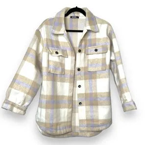 BTFBM Long Sleeve Button Down Plaid Flannel Shaket Size Medium Multiple thumbnail 3