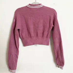 Alo Yoga Tennis Club Sweater Knit Full Zip Jacket Pink Wild Rose/White S thumbnail 7