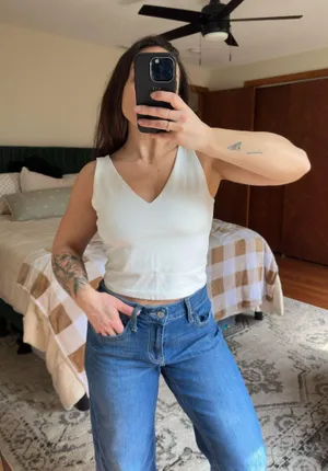 White Crop Tank Top Size M thumbnail 2