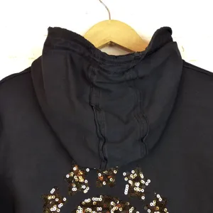 Bad Spirit Massimo Sabbadin Skull Hoodie Womens L Black Crossbones Sequins Italy thumbnail 10