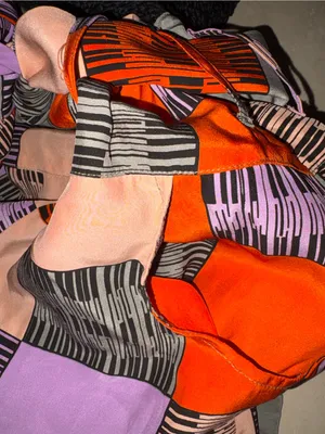 Patchwork Print Sleeveless Romper Dress in Red, Purple, Pink, Gray-Silk thumbnail 4