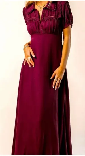 Bohme ✨Maroon Polka Dot Collared Maxi Dress✨ thumbnail 1
