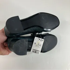 Mango MNG‎ Metallic Green Heeled Loafer Size 36 thumbnail 7