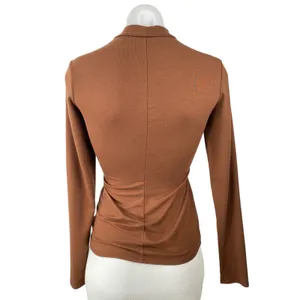 Reformation Bailey Women Brown Long Sleeve Mock Neck Inner Layer Knit Top Size S thumbnail 2