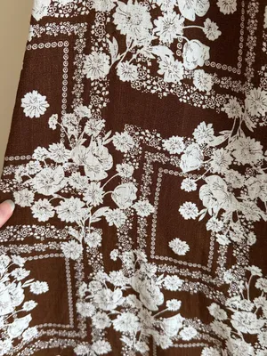 Paper Heart Anthropologie Chocolate Brown Floral Linen Maxi Dress, Size Large thumbnail 11