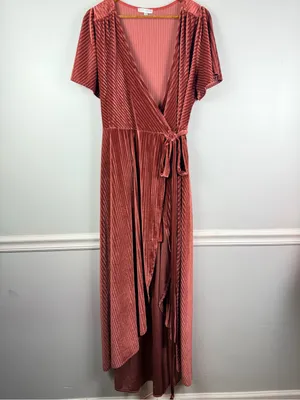 Baltic Born Andi Ribbed Midi Wrap Dress Womens XXXL Pink-Red Cocktail Party thumbnail 2