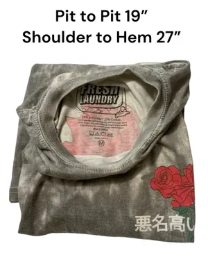 Fresh Laundry Mens Medium Long Sleeve T-Shirt Grey Tie Dye Skeleton Rose Graph NJ thumbnail 2