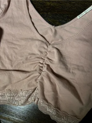 Urban Outfitters Light Pink / Mauve Ruched Long Sleeve Top Cropped Lace Medium thumbnail 4