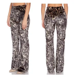 Steele Valerie Velvet Flare Pants in Swirl Pattern Brown thumbnail 2