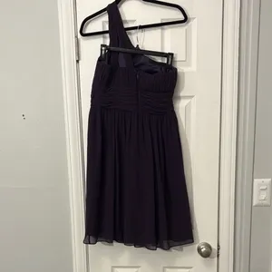 Donna Morgan Rhea Purple One Shoulder Chiffon Bridesmaid Dress Size 12 thumbnail 4