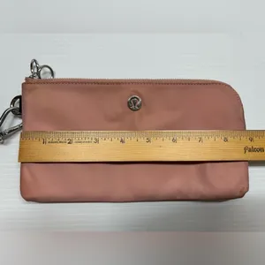 Lululemon Now and Always Pouch Salmon Pink Silver Hardware Removable Wrist Strap thumbnail 10