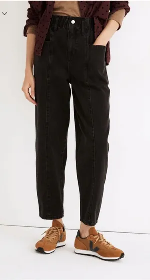 Madewell Pull-On Balloon Jeans in Hobson Wash: Paperbag Edition Sz L thumbnail 1